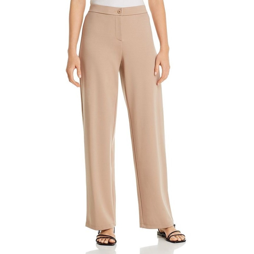 Eileen Fisher Tan Wide Leg Ponte Jersey Trousers Pants XL Elastic‎ Back USA Made
